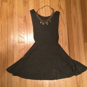 Gray Skater Backless Dress
